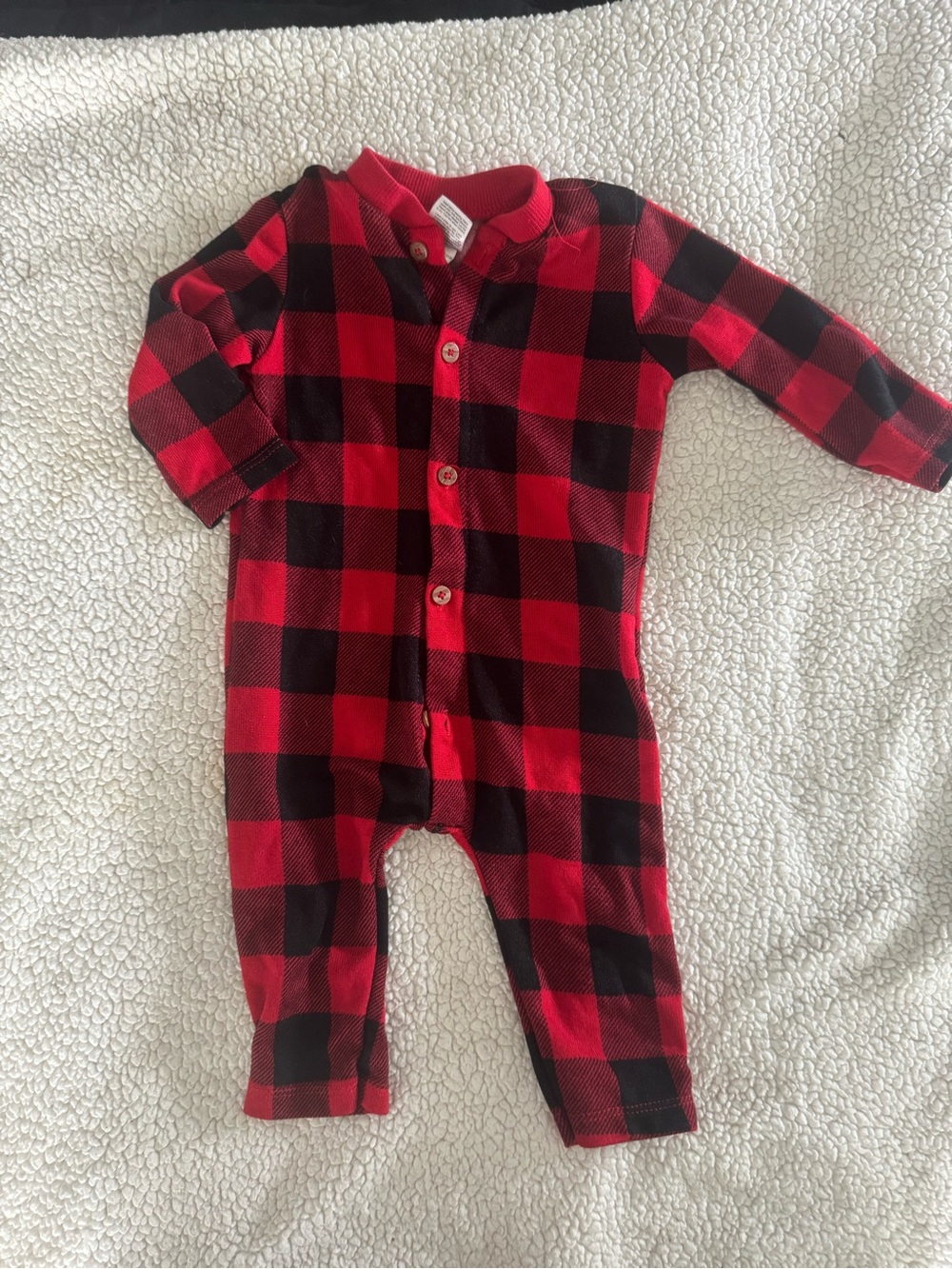 chick pea Red and Black Buffalo Plaid Baby Footie